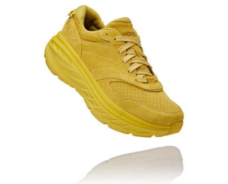 Hoka One One Bondi L Suede - Tenis Corrida Estrada Mulher Celery / Lima Bean | PT-OQTQ4q6